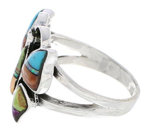 Multicolor Southwestern Silver Butterfly Ring Size 6 EX61246